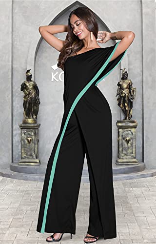 Image of KOH KOH Womens 2026 One Off Shoulder Asymmetric Long Pant Jumpsuit Romper