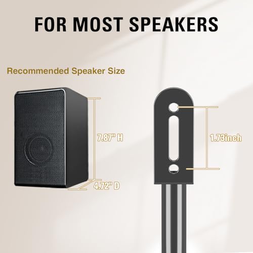 Mounting Dream Speaker Stands Pair, Max 39" Height Adjustable, Heavy Duty Base, 11 lbs Capacity Each, Set of 2 Universal Floor Stands by Mounting Dream - Used condition - Image 2