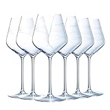 Cristal d'Arques Paris Abstraction Collection - 6 Stemmed Glasses 47 cl Crystal - Shine and Resistance - Ring Décor - Made in France - Reinforced Packaging for Online Sales