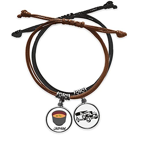 Soupe de miso et bracelet corde avec chaîne main en cuir minibus