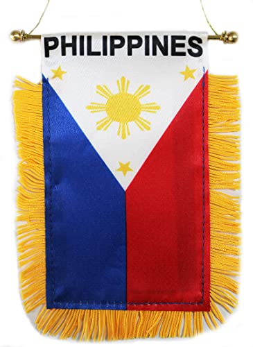 Philippines Fringed Rear-View Mirror Window Hanging Flag with Suction Cup