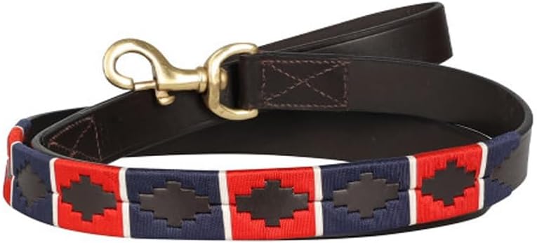 Benji &amp; Flo Sublime Polo Leather Dog Lead, レッド/ネイビー/ホワイト, 115c