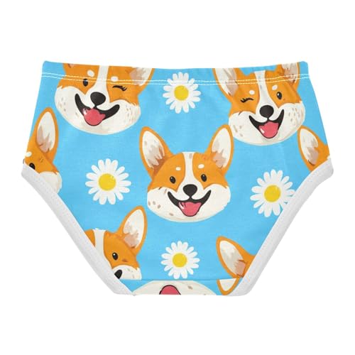 Cute Puppy Faces Floral Blue Cute Panties Girl Girls Underwear Toddler Cotton Pattern Kids Briefs Undies 2t2