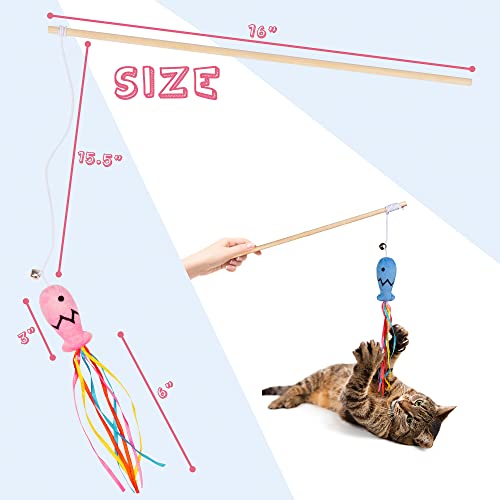 Jxfukal 5Pcs Cat Wand Toys, Interactive Cat Toys With Catnip Fish, Colorful Ribbons & Bell For Kitty Kitten, Cat Toys For Indoor Cats Cat Teaser Cat String Toy Cat Accessories #TOP4