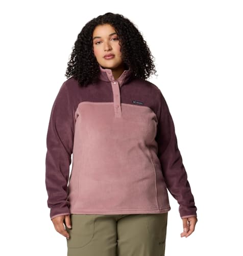 Image of Columbia Womens Benton Springs Half Snap II Pull Over Fleece Jacket, Dark Stone /Canoe /Vintage Blue, 3X