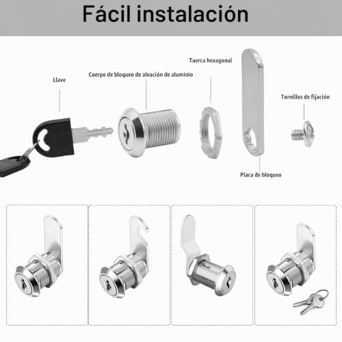 Miniatura 3 de Herbst 10pcs Cerraduras Taquillas Con 4 Placas De Bloqueo Diferentes, 30mm Cerradura Taquilla Vestuario Con Llave, Cerradura Armario 10pcs, 30mm