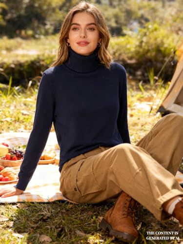 Image of DAIMIDY Turtleneck Sweater for Women Long Sleeve Knit Tops | Soft and Breathable,Ensuring You Stay Comfortable Throughout The Day.Perfect for Party, Holiday,Work,Shopping,Daily Etc.