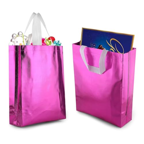 Image of DOUBLE R BAGS Reusable Small Gift Bags - Elegant Gold Shopping Bags with Handles for Weddings, Birthdays, and Return Gifts - Eco-Friendly & Durable.