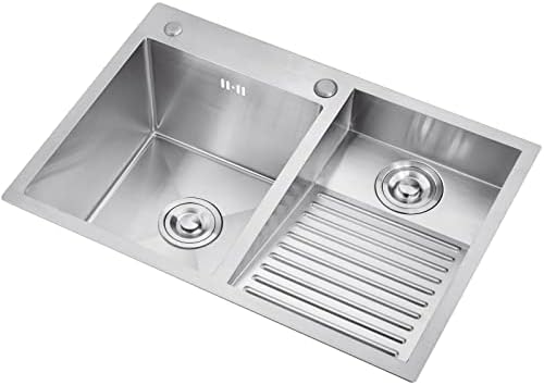 Bathroom Sinks Laundry Pool Balcony Household Stainless Steel Laundry Sink Wash Basin With Washboard Easy To Clean Double Sink Laundry Pool Gift ( Color : B , Size : 70*48*22cm )