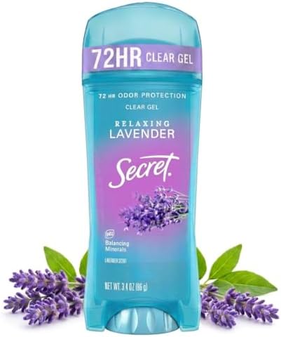 Secret Fresh Antiperspirant Deodorant for Women, 72hr Breathable Sweat & Odor Protection, Instant Freshness & Gentle, PH Balancing Minerals, Clear Gel, Relaxing Lavender Scent, 3.4 oz