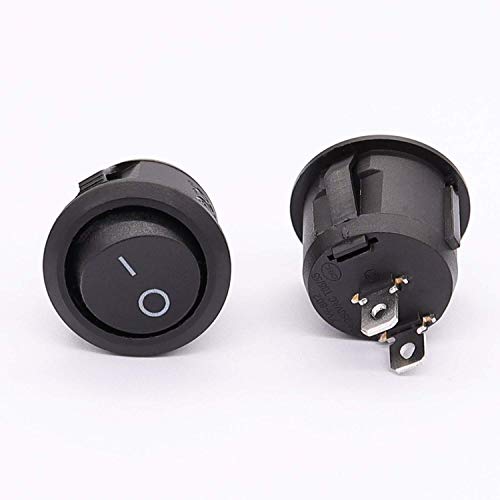 Taiss/8Pcs Round Rocker Toggle Switch Black SPST switch AC 250V/10A 125V/12A On/Off 2 Pin 2 Position, Used in cars and boats KCD1-5-101-BK - Image 4