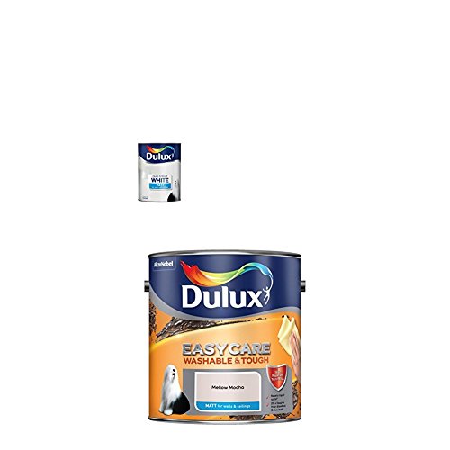 Dulux Matt Paint, 2.5 L (Pure Brilliant White) ) Easycare Washable and Tough Matt (Mellow mocha)