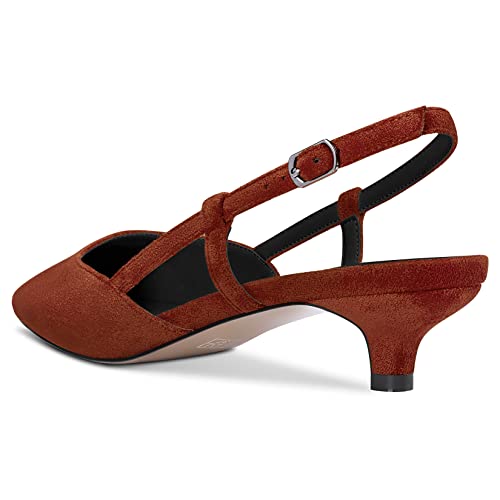 NobleOnly Women Kitten Heel Square Toe Slingback Pumps Office Casual Prom Dress Shoes 1.2 Inches Heels3