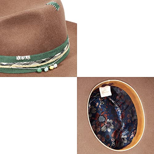 Ruediger Wide Brim Fedora Hats For Men Women 100% Wool Felt Panama Rancher Hat With Lightning Logo Distressed/Burned Handmade #TOP2