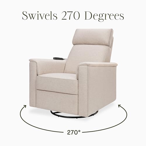 Image of Namesake Willa Deluxe Power Recliner Glider, Performance Beach Eco-Weave | GREENGUARD Certified Recliner w / 270 Swivel - Built-in USB Charging Port w / Heat & Massage - Water & Stain Resistant Fabric