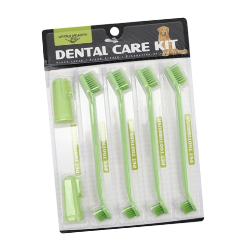 HANABASS Pcs Pet Toothbrush Set Dog Cat Oral Cleaning Tools Double-end Brush Soft Bristles Non-Slip Handle Pp Material