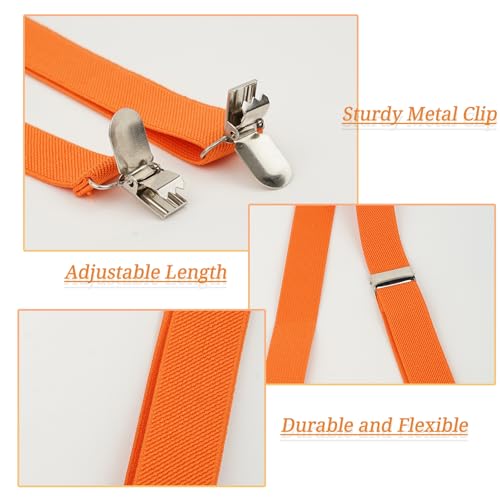 Orange Bow Tie Suspenders Glasses for Boys and Girls Adjustable Kids Orange Suspenders for Men2