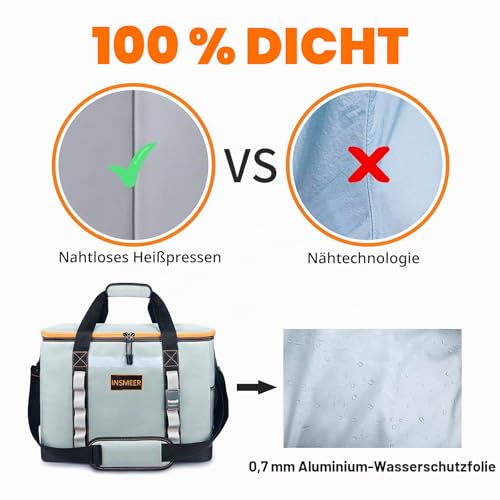 INSMEER 48L Kühltasche Gross Faltbare, 65 Can Kühltasche Thermotasche Isoliertasche für Getränke… – Ansicht 3