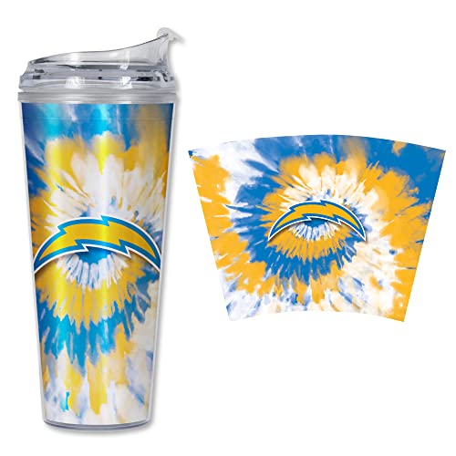 Image of Rico Industries NFL Football Glitter 24oz Acrylic Glitter Tumbler with Hinged Lid, Officially Licensed Double Wall Tumbler with Straw