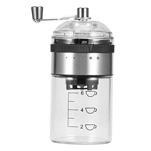 Tragbare manuelle Kaffeemühle aus Edelstahl, verstellbare Handkurbel zum Mahlen von Kaffeebohnen, ideal für Küche, Reisen und Büro