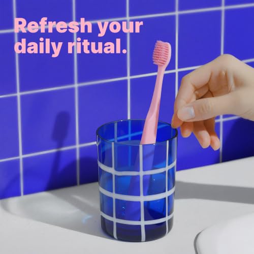 Image of Extra Soft Bristle Toothbrushes for Adults, 4-Pack, Pink | Gentle on sensitive gums, ultra-soft tapered bristles, reaches back molars, non-slip grip, individually wrapped, BPA-Free