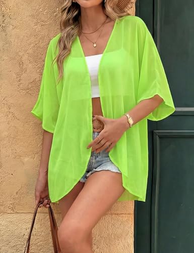 Image of Chunoy Women Floral Beach Wear Cover Up Chiffon Kimono Cardigan Open Front Blouse Beach Resort Wear for Swimwear 2026