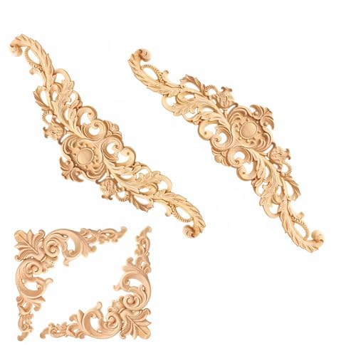 Facili da Usare: Il retro delle applicazioni decorative in legno è liscio, potete usare la colla speciale per lavori di falegnameria per incollare la decorazione direttamente nel vostro posto preferito, senza che si stacchi facilmente.