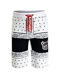 SCREENSHOT-SP1125 Mens Streetwear Premium Classic Fit Urban Fleece Shorts - Paisley Bandana Bear Character Animation Fashion Sweatshorts-Cream-3XLarge