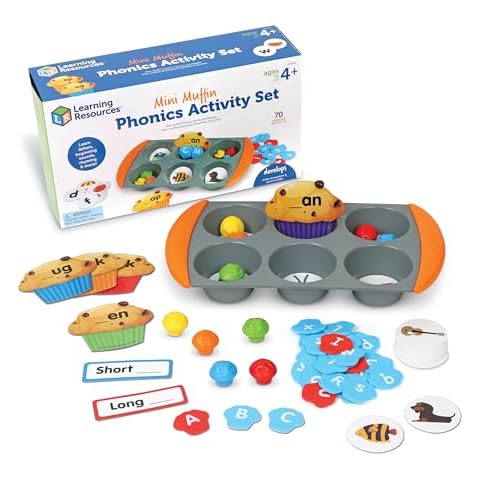 Learning Resources Mini Muffin Phonics Activity Set, Preschool Toys, Preschool Learning Activities, Play Food, Kindergarten Toys, Ages 4+,70 Pieces Cover