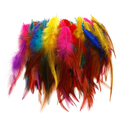 ENLACE 200 Stück Federn Bunte, Federn zum Basteln, 10-15 cm Fasanenfedern, Bunte Mischung Federn Deko, Natürliche Bastelfedern für DIY Anhänger Ohrringe Traumfänger Dekoration