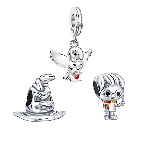 H.ZHENYUE Anhänger Charms 925 Sterling Silber Boy Magic School with Cubic Zirconia für Europäische Armbänder und Halskette Schmuck Geschenk für Weihnachten Valentinstag Muttertag Pack von 3 Damen
