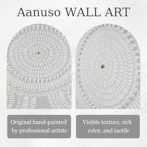 Large Abstract Boho Wall Art 29"x58", Handmade 3D Textured Gray White Canvas Painting, Framed Modern Oversized Wall Decor for Living Room Bedroom Office, Ready to Hang with No-Damage Mounting Kit by Aanuso - Used condition - Image 4