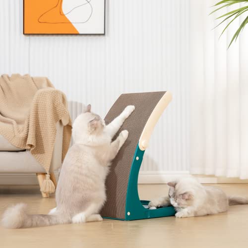 Uniblissy Cat Scratcher, Premium Cat Scratch Pad Wtih Solid Frosted Frame And Turntable Toy, Vertical Curved Cat Scratching Post For Indoor Cats, Replaceable Cat Scratching Cardboard #TOP5