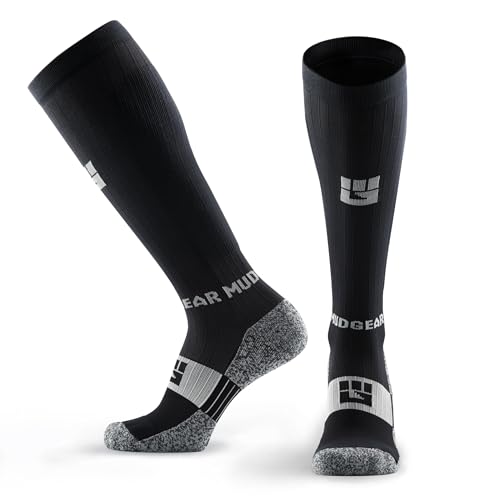 Image of MudGear Graduated Compression Socks, Durable, Sweat-Resistant OCR Performance Socks with Cushioned Footbed, Made in USA