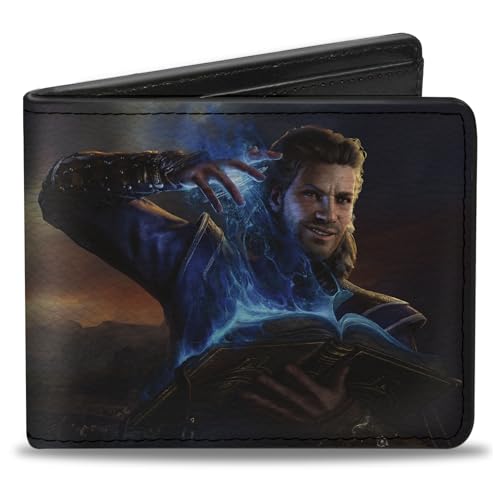 Buckle-Down Baldur's Gate III Wallet, Bifold, Baldurs Gate III Gale Magic Pose Scene and Title Logo, Vegan Leather