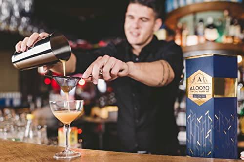 image for ALOONO 11-Piece Black Boston Cocktail Shaker Set Bartender Kit | Drink