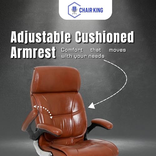 Image of Premium Leatherette Boss Chair for Office | Ergonomic High Back Chair for Home, Office, Study & Gaming | Height Adjustable, Tilt & Rocking Chair in Heavy Base | 1pc (Tan)