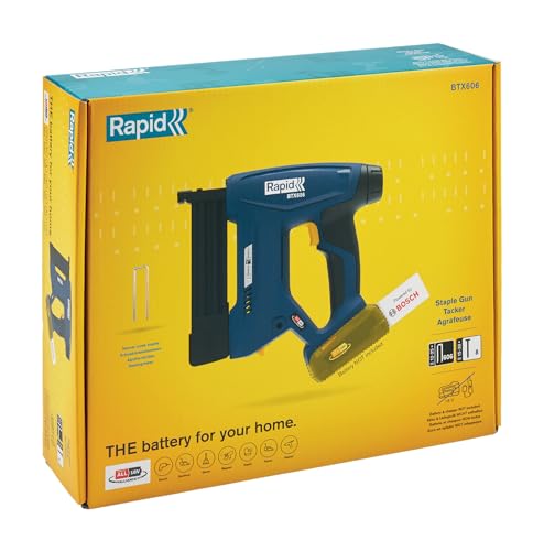 Rapid BTX606 Akku-Tacker 18V P4A – Kabellose Tackerpistole für Klammern Typ 606 (12–25 mm) und Nägel Typ 8 (15–30 mm) – Kompatibel mit Bosch POWER FOR ALL Akku – Ohne Akku und Ladegerät