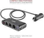 BYGD Doubleur de lumière de cigarette, Adaptateur de chargeur de voiture avec 3 USB + Bouchons de chargeur de voiture de type C et 3 Fendeur d'éclairage de la cigarette à chaussettes et LED Affichage de tension pour tous les appareils de voiture.