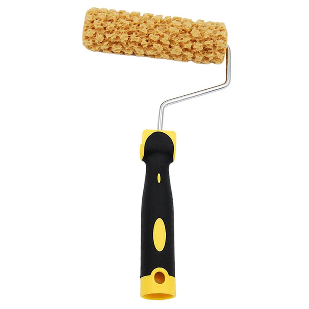 Bcjmkdx One Color Paint Roller, 7Inch Texture Pattern Sponge Art Painting Roller Paint Brush Tool, Handheld With Plastic Handle
