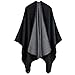 Produktbild YCX Damen Einfarbig Warm Poncho Cape Umhang Schal Für Herbst Winter,Elegant Und Chic Schwarz Khaki Blau Rot 130X150cm,Schwarz