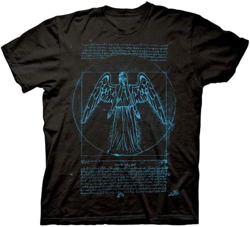 Ripple Junction Doctor WHO Men’s Short Sleeve T-Shirt Vitruvian Weeping Angel Time Travel TV Series Officially Licensed