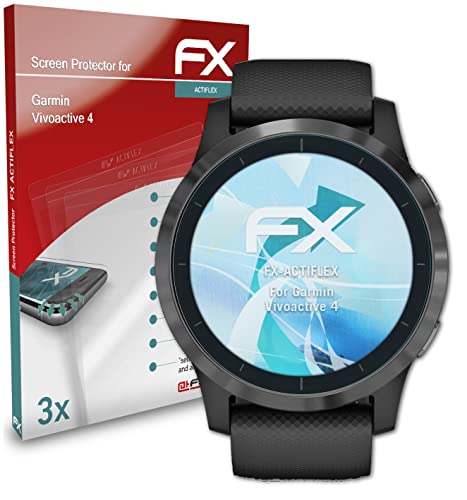 atFoliX Protecteur d'écran compatible avec Garmin Vivoactive 4 Film Protecteur, ultra clair et flexible FX Film Protection d'écran (3X)