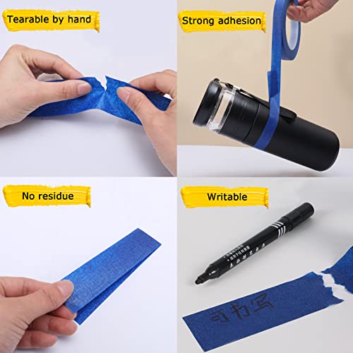 3Pcs Premium Blue Painters Tape, Paint Tapes, Masking Tape For Diy Crafts & Arts, Painting Tape With Adhesive Backing, Easy Removal Paper Rolls For Decoration, Labeling, Packing, Home (0.94In X 65Ft) #TOP4