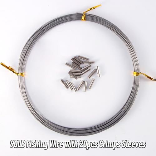 Alwonder 32.8ft Fishing Wire con 20 Crimps y Cortador miniatura 7