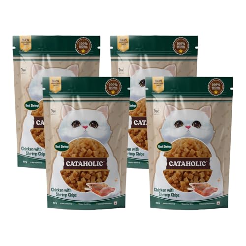 Image of Cataholic Chicken with Shrimp Chips Cat Treats, High Protein Crunchy Snacks, Natural Training & Reward Treats for All Cat Breeds, 50 g