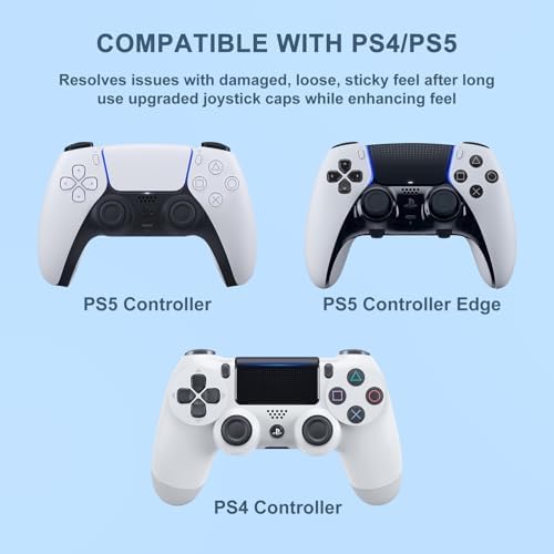 10PCS Joystick Grip Caps for PS5 PS4 Controller, Thumb Grips Caps with Non-Slip Laser Textured Design, Wear-Resistant Analog Stick Replacement Covers for PS5/PS5 Edge/PS4 Controller - Black - 3