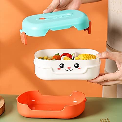 TIAASTAP Bento Lunch Box - Bento Box with Compartments, Plastic Kawaii Lunch Container Kids Adults for Work Leakproof Sandwich Box Microwave Safe (Yellow)