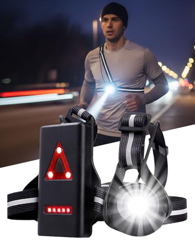 Onalix Lampe de Course à Pied Rechargeable, Lampe LED de Poitrine 2025 Étanche IPX5, Éclairage Sûr et Confortable pour Jogging Nocturne, Randonnée et Activités Extérieures