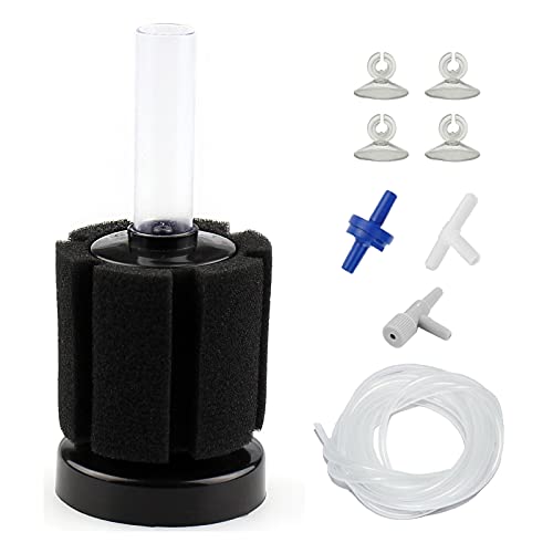 AQUANEAT Aquarium Air Powered Sponge Filter Fish Tank Bio Bubble Filter with Airline Tubing Valves Suction Cup(up to 10Gal)